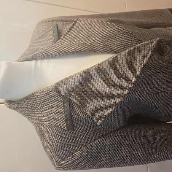 Harve Bernard Sport Wool Leather Tweed Single Breasted Blazer Brown Size 10 - Picture 2 of 11